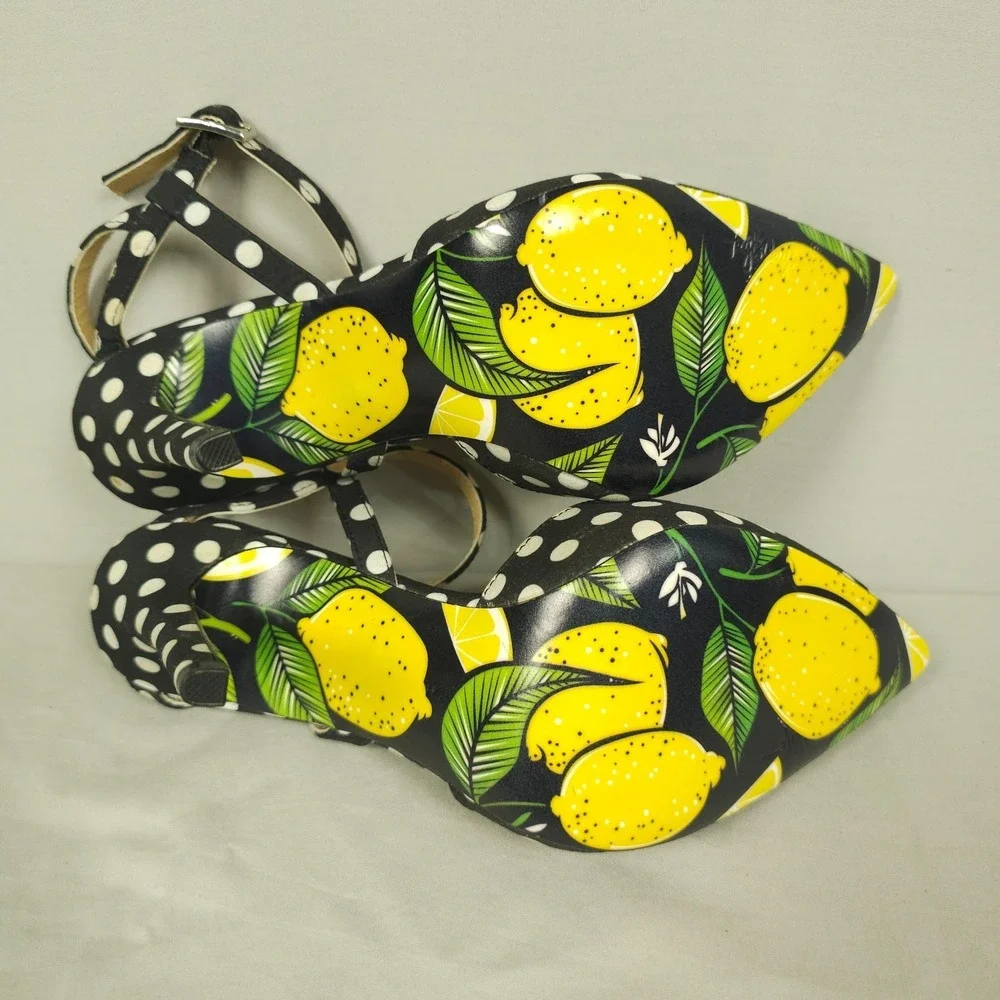 Taylor Says High Heel Stilettos Women 7.5M Black White Polka Dot Priscilla Lemon - Picture 6 of 12